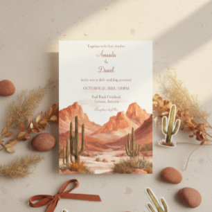 Convite de Casamento Watercolor Boho Deserto Monta