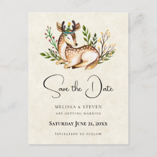 Convite de casamento Watercolor Deer Laying Down B