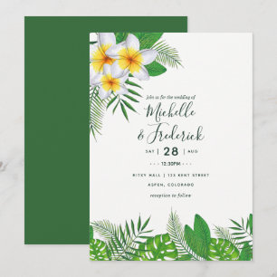 Convite de Casamento Watercolor Hawaiian Aloha Lua