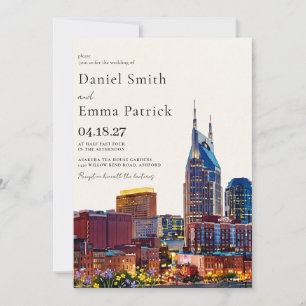 Convite de casamento Watercolor Nashville Tennesse