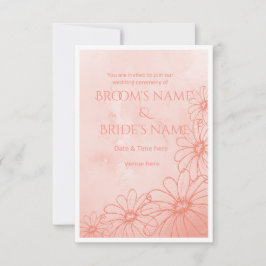Convite de Casamento Watercolor Peach Daisy
