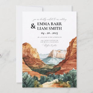 Convite de Casamento Watercolor Zion National Park