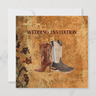 Convite de Casamento Western Botas de Cowboy Count