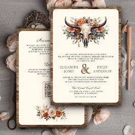 Convite de Casamento Western com Crânio de Vaca Fl