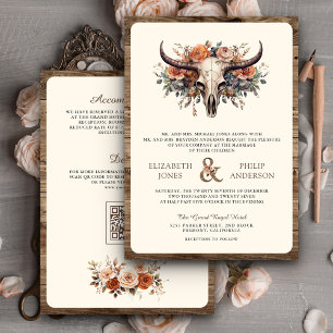Convite de Casamento Western com Crânio de Vaca Fl