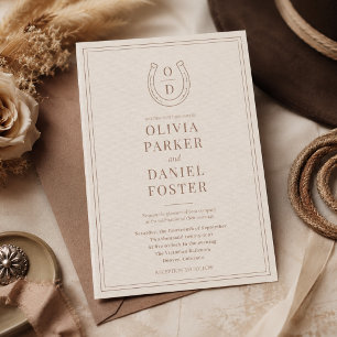 Convite de Casamento Western Country Castanho Mono