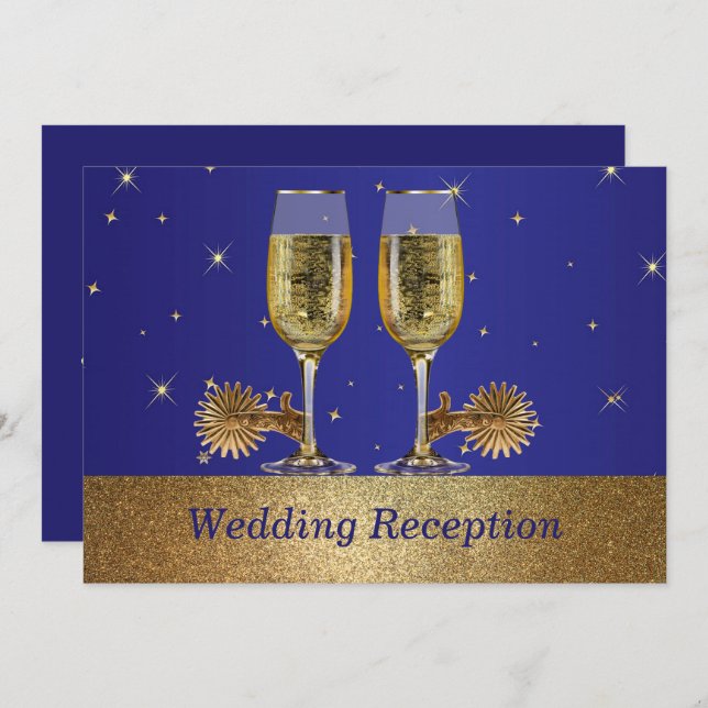 Convite de Casamento Western Cowboy Cowgirl Recepç (Frente/Verso)