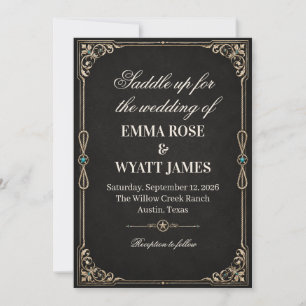 Convite de Casamento Western Cowboy Ouro Preto
