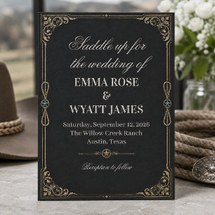 Convite de Casamento Western Cowboy Ouro Preto