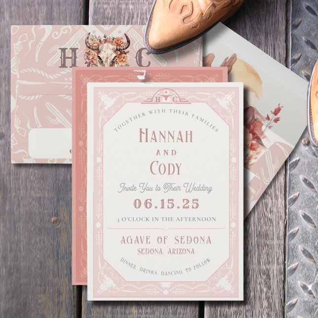 Convite de Casamento Western Desert Flowers (Wedding Invitation with coordinating envelope)