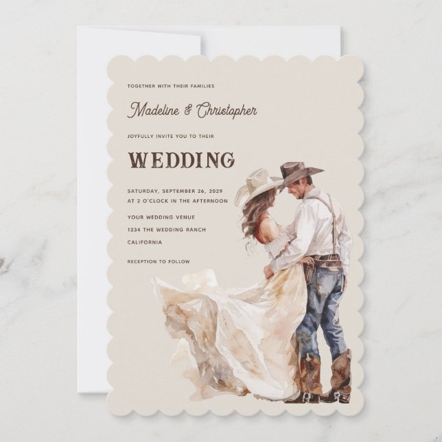 Convite de Casamento Western Ranch (Frente)