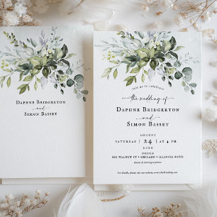 Convite de Casamento Whimsical Greenery Script