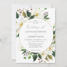 Convite de Casamento White Floral & Greenery 1