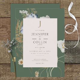 Convite de Casamento Wildflowers on Sage
