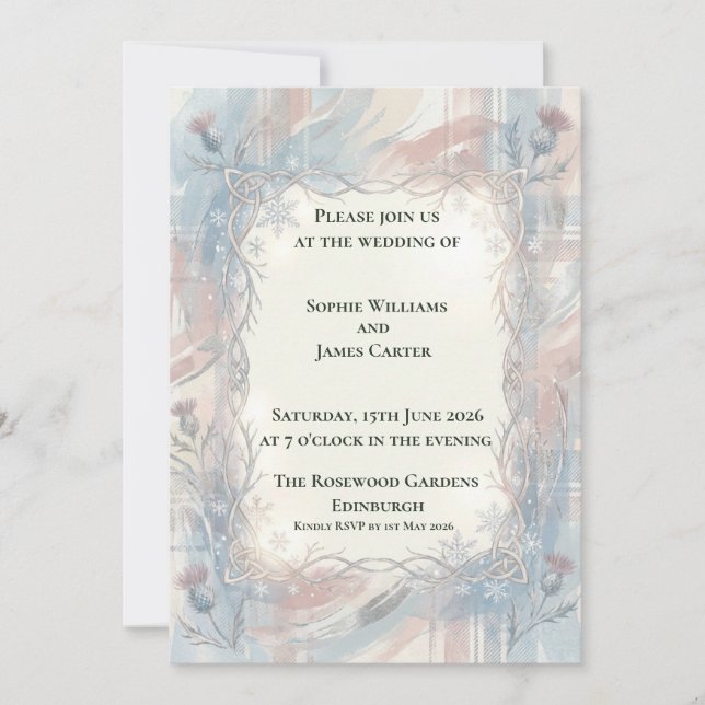 Convite de Casamento Winter Celtic Thistle (Frente)