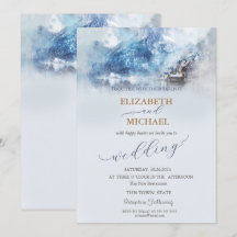 Convite de Casamento Winter Mountain Lake