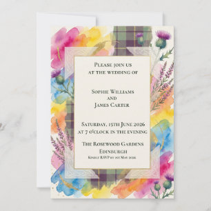 Convite de Casamento Xadrez Flor Silvestre Arco-ír