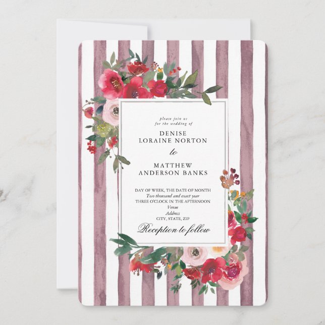Convite de Casamento Zephyr Rosa (Frente)