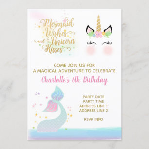 Convite de Cauda de Sereia & Unicórnio   OURO ARCO