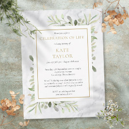 Convite de Celebração da Vida com Verde de Mármore