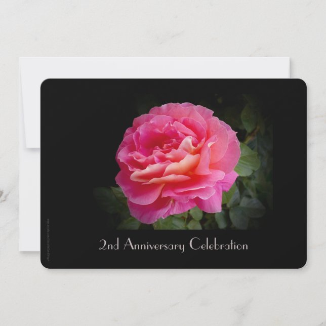 Convite de Celebração de 2º Aniversário Rosa Rosa (Frente)