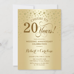 Convite de Celebração de 20º Aniversário Gold