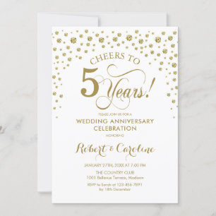 Convite de Celebração de 5º Aniversário Dourado Br