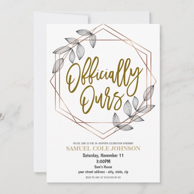 Convite de Celebração de Adoção (Frente)