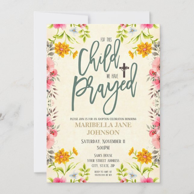 Convite de Celebração de Adoção (Frente)