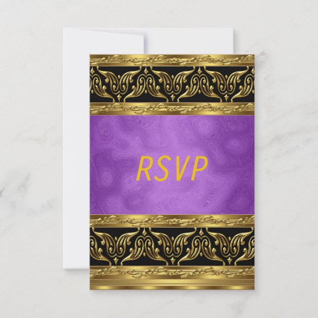Convite de celebração de aniversário Roxo Dourado  (Frente)