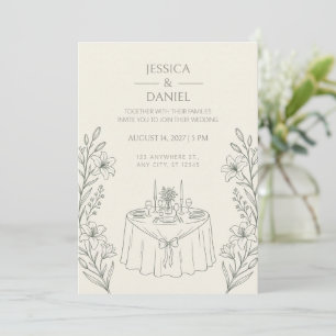 Convite de Celebração de Casamento com Lírio Verde