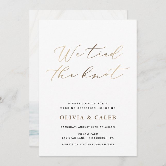 Convite de Celebração de Casamento Fugitivo We Tie (Frente/Verso)