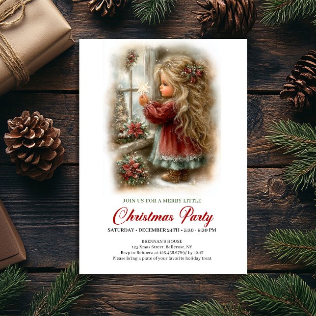 Convite de Celebração de Feriado Cena de Feriado d (Holiday Celebration Invite Cute Girl Holiday Scene)