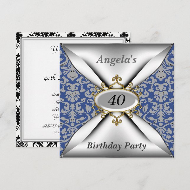 Convite de Celebração de Festa de Aniversário Dama (Frente/Verso)