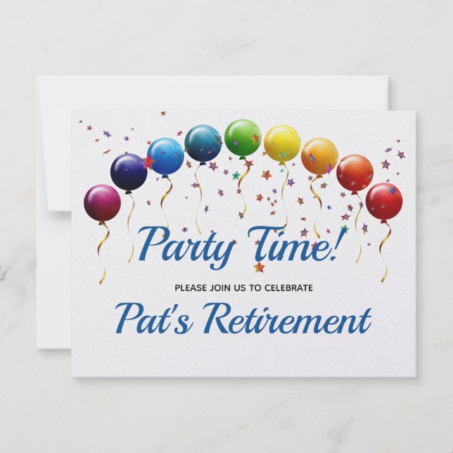 Convite de Celebração de Festa de Balões Arco-íris (Frente)
