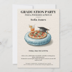 Convite de Celebração de Formatura com Pizza e Fes