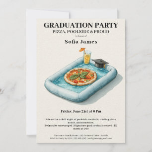 Convite de Celebração de Formatura com Pizza e Fes