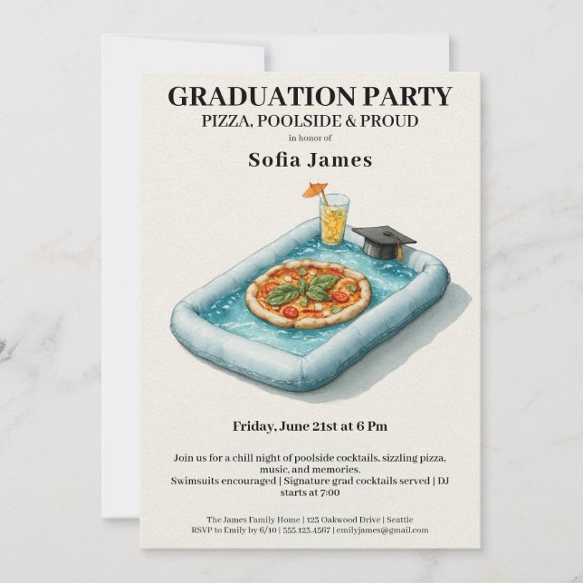 Convite de Celebração de Formatura com Pizza e Fes (Frente)