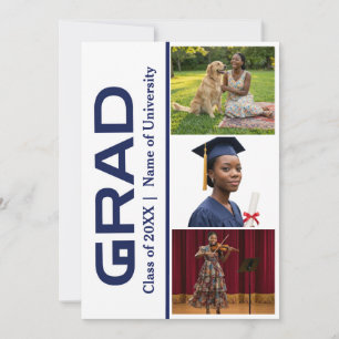 Convite de Celebração de Graduação Azul e Branco c