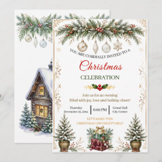 Convite de Celebração de Natal em Aquarela Elegant