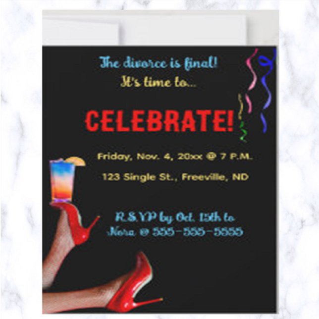 Convite de Celebração de Saltos Altos Vermelhos Ed (Divorce final? Bridesmaid's bachelorette? Girls' night out? This is the perfect invitation for you!)