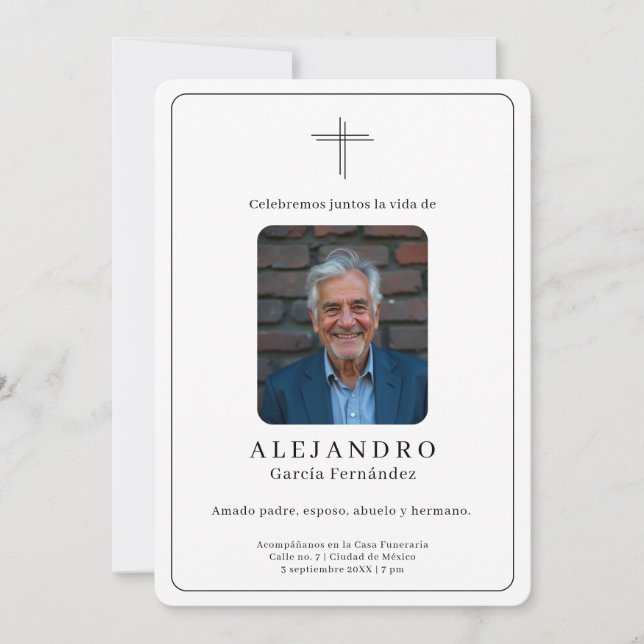 Convite de Celebração de Vida com Foto Memorial (Frente)