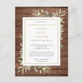 Convite de Celebração de Vida com Vegetação Rústic