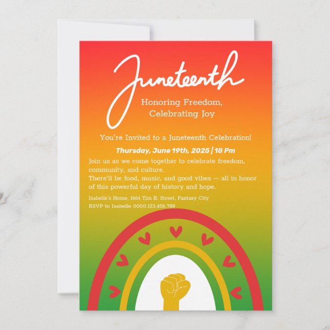 Convite de Celebração do Juneteenth – Liberdade &  (Frente)