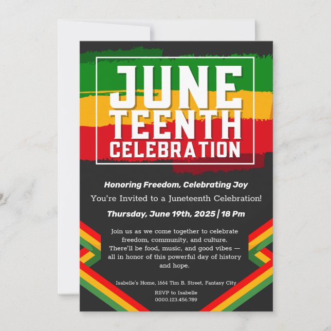 Convite de Celebração do Juneteenth – Liberdade &  (Frente)