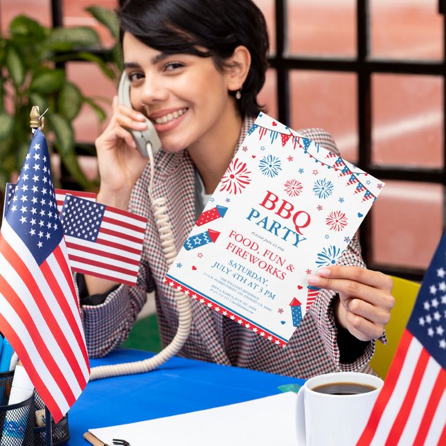 Convite de Celebração do Tema do Dia 4 de Julho (Join us for food fun and fireworks)