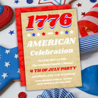 Convite de Celebração Vintage Americana 1776