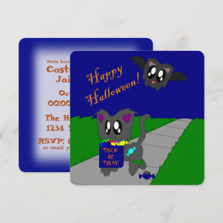 Convite de Cena de Halloween de Animalzinho Fofo e