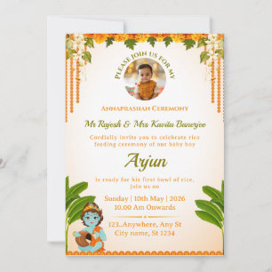 Convite de Cerimônia de Annaprashan Elegante