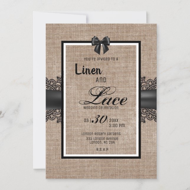 Convite de cerimônia de casamento de aniagem, linh (Frente)